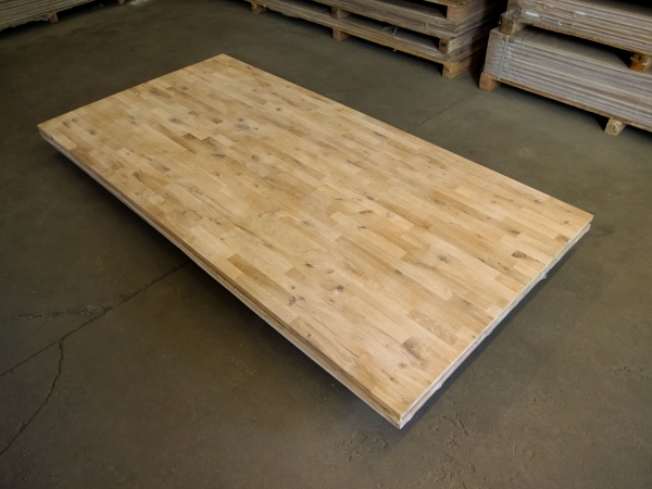 Massivholzplatte Leimholzplatte 20x1250x610-3050 mm Eiche Wildeiche Rustikal 20 mm, KGZ keilgezinkte Lamellen, schwarz gespachtelt